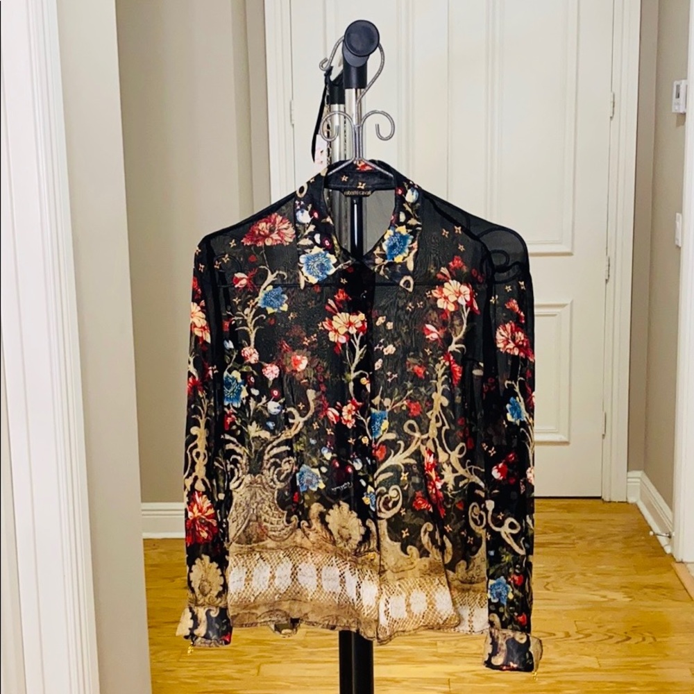 ROBERTO CAVALLI BLOUSE W/MONOGRAM CUFFLINKS